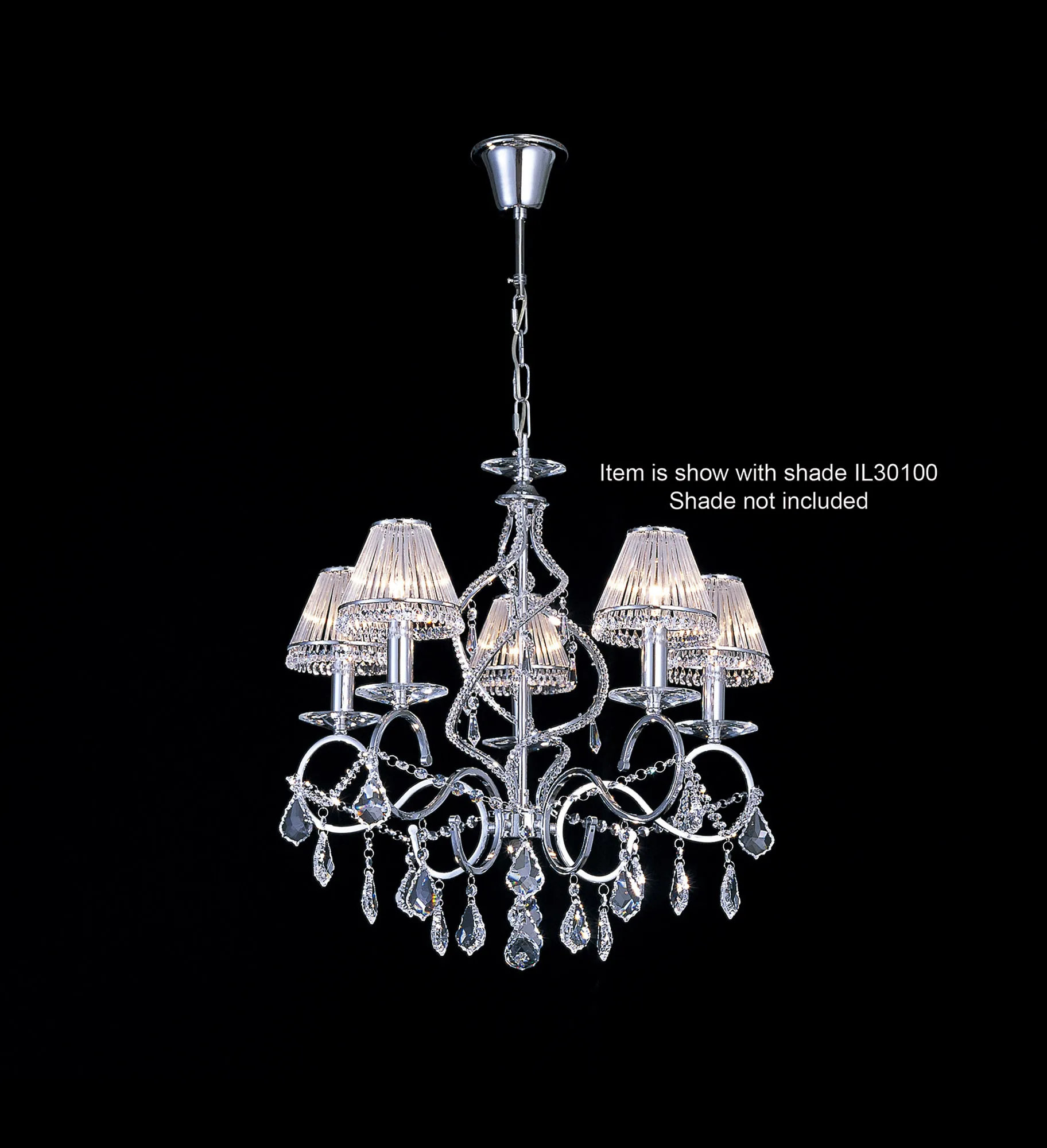 Torino Polished Chrome Crystal Ceiling Lights Diyas Multi Arm Crystal Fittings